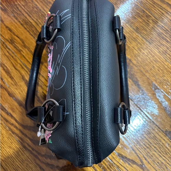 Ed Hardy Black Satchel with Pink and Red Accents - Picture 4 of 6